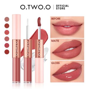 Lipstick O TWO matte lipstick double head 24HR non stick cup gloss durable waterproof makeup 231117