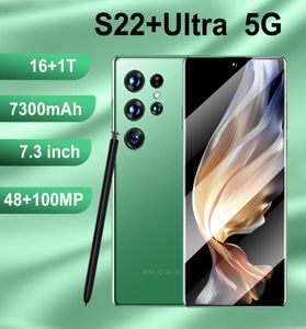 S22ultra Celüler Küresel Sürüm 5G Akıllı Telefon 16GB1TB ROM 73 inç 4G Andriod Cep Telefonları Kilitli Celüler 7300mAH Telefonlar8750262