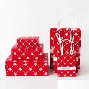 Geschenkverpackung Weihnachtsgeschenke Tasche Papier Quadratische Tragetasche Strümpfe Dekorationen Zuhause Weihnachtsmann Säcke Box Ct0275 Drop Delivery Garten Festliche Party Dhudb