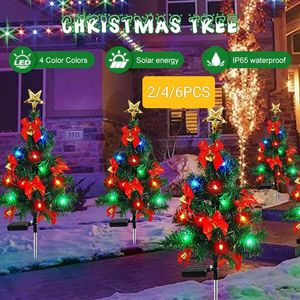 Julekorationer 26st Solar Tree Decor Lights Outdoor Waterproof LED Lawn Garden Landscape Lamps for Gifts Year Party 231117