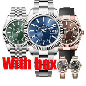 Men's Watch Sky Blue Round Dial 42mm Scratch resistant, Waterproof Sapphire Double Rotation, Waterproof Stainless Steel Designer Montre De Luxe Factory Watch