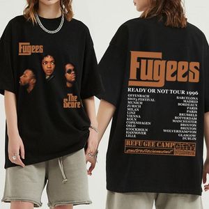 Мужские футболки Хип-хоп группа The Fugees Score Ready Or Not Concert Tour 1996 Хлопок Y2k Футболки Модная мужская рубашка с коротким рукавом