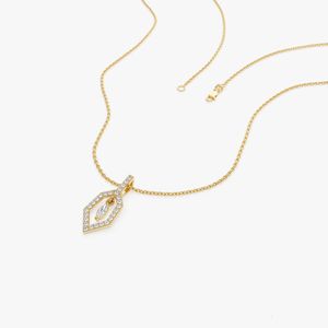 VLOVE Jewelri Solid Gold Chain 14K Marquise Shape Dangle Diamond Necklace