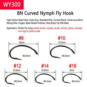 500PCS High Carbon Steel Barb Barbless Fishing Fly Hook Jig Nymph Dry Wet Fly Nymphs Scuds Caddis Streamer Fly Tying Hook FishingFishhooks barbless fly fishing hooks