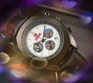 High-end Super Big Dial Automatic Date Men Watches Luxury Fashion Hole Leather Strap Quartz Movement Clock Special Shape Case President Bracelet Wristwatch Gifts
