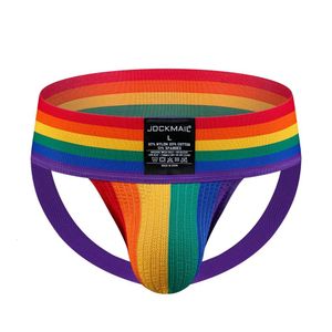 Men S Athletic Supporter Jockstrap Gym Strap Brief Rainbow Waistband Swim Run Sport Jock Straps Sexy Male Underwear
