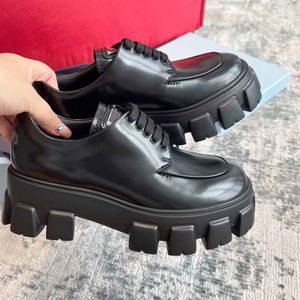 2024 Italy Brand Women's Monolith Oxford Shoes Comfort Black Brushed Leather Walking Lady Casual & Oxford Party Wedding Luxury Moccasin Wholesale Footwear EU35-40