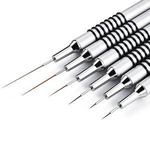 Dotting Aletleri Tırnak Sanat Astar Fırçaları Set 6pcs Tırnak Sanat Tasarım Fırçası Striping İnce Uzun Çizgiler Dotlama Kalem Boyutu 5/7/9/11/20 25mm 231117