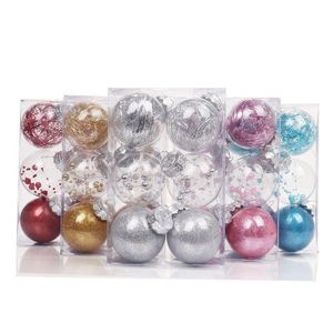 Decorações de Natal Anti-Drop Bouncy Christmas 6/8cm Pet Transparent Ball Tree Decorações Penduradas Bolas Set 6 Pcs Drop Delivery Home Dhwmi