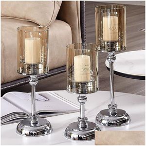 Kerzenhalter Sier Vintage Home Ornaments Romantic Glass Candlestick Dekorationsartikel Drop Delivery Garden Dhgarden Dhnet