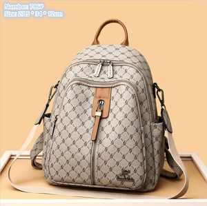 wholesale ladies shoulder bag 3 colors street popular printed backpack thickened leather fashion handbag zipper decoration outdoor leisure backpacks 786#