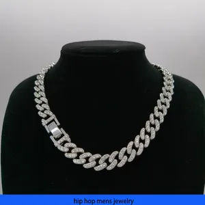 collana hip hop per catena d'oro da uomo catene cubane ghiacciate 12mm di larghezza singola fila diamante catena cubana catena spessa in lega di diamanti collana braccialetto fai da te