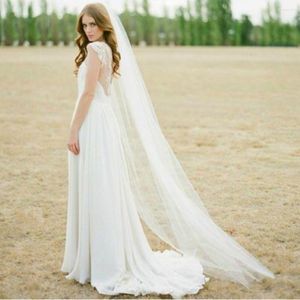 Veli da sposa Lungo Tulle Matrimonio Uno Strato Con Pettine Velo Avorio Bianco Per Accessori Sposa