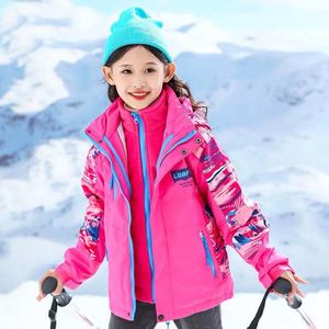 Hunting Jackets Kids Winter 3 In 1 Outdoor 110-160 Detachable Children Fleece Child Warm Camping Hiking Climbing Skiing Cold Days Coat