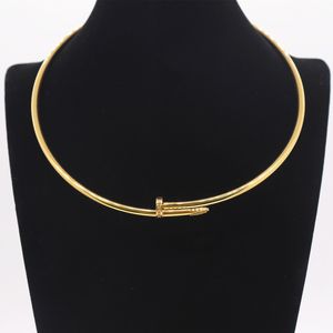 Luxury Love Nail Designer Chokers Womens Stainless Steel Fashion Necklace Jewelry