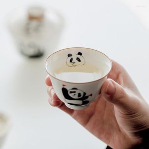 Cups Saucers Hand Painted Chinese Panda Ceramic Tea Cup White Porcelain Pottery Drinkware Wine Coffee Mug Teacup 50ml