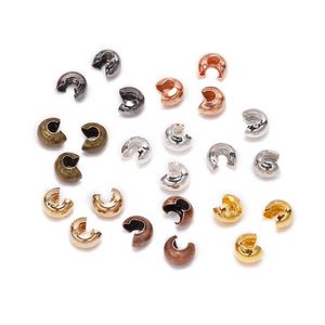 50-100 pz/lotto Coperture Rotonde di Rame Crimp End Beads Dia 3 4 5 mm Tappo Perline Distanziatrici Per Gioielli FAI DA TE Che Fanno Risultati Forniture Creazione di Gioielli Risultati di Gioielli