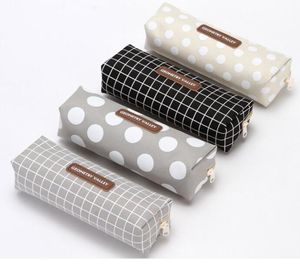 Canvas Geometric Pencil Bag School Shouse Simple Rid Grid Solid Color Pen Muck Case Cute Kawaii Детские канцелярские канцелярские товары Студенты Офис поставки сумочка