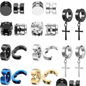 Studörhängen 6/8/10 Par Punk Mens Magnet Magnetic Ear Set Non Piercing Fake Cross Gift for Boyfriend Lover Jewel Drop Delivery Dhn0i