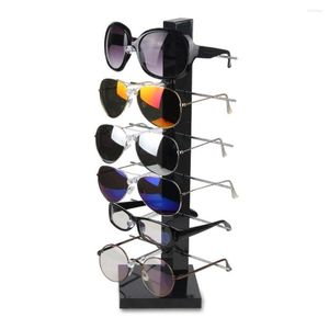 Smyckespåsar Szanbana Fashion Design 6 Par Svart solglasögon Ögonglasögon Ram Rack Eyewear Counter Holder Display Stand