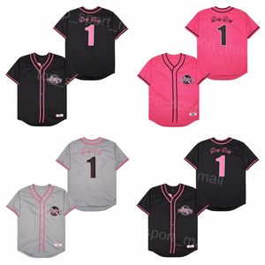 MOIVE BASEBOL BASEBOL A próxima sexta -feira Jersey 1 DIA DIAS NA EQUIPE DE CINZENA PINK Rosa All Stitched Cool Base Cooperstown Retro University Vintage para fãs de esportes uniforme respirável