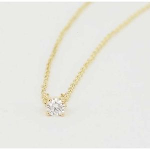 Floating Solitaire Gold Necklace Made With A Single Natural Diamond Set In 4 Prongs Dainty GIA