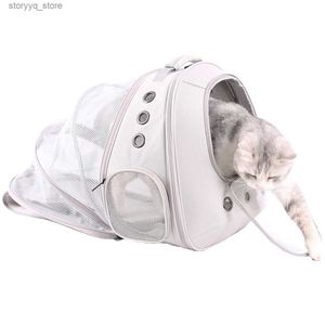 Cat Carriers Crates Houses Expandable Large Backpack Carrier Ventilation Pet for Fat and Dog 16 Pounds Travel Hiking Q231116