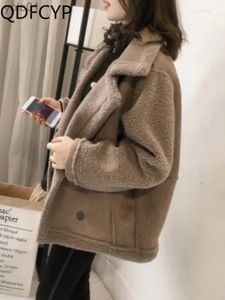 Wełna damska mieszanki damskiej jesień zima 2023 NOWOŚĆ luźna duża lambelowa lambowola pokryta kurtka przyciskowa moda swobodny fur