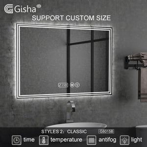 Speglar skräddarsydda väggmonterad smart spegel led Bluetooth pekskärm bakbelyst antifog badmakeup 2G8015