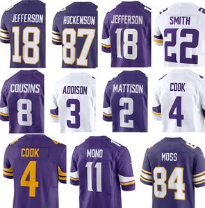 랜디 모스 카터 아론 존스 앤드류 반 지멜 J.J. McCarthy Justin Jefferson Jordan Addison T.J. Hockenson Harrison Smith Akers Ty Chandler Football Jersey