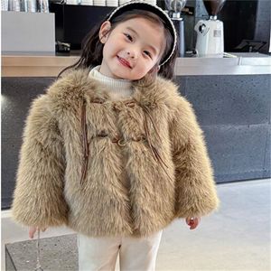 Girls' jackets 2024 New Fashion Trend winter Coats Imitation Fox Fur Jackets with Cotton Thickening Girls' clothing Children's coats