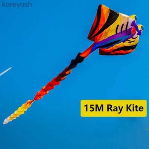 Drake tillbehör 15m 30d Ray Devil Fish Soft Kite Nylon Linha de Pipas Chilenas Uppblåsbara prestationskit drakar tårmotstånd Kometasl231118