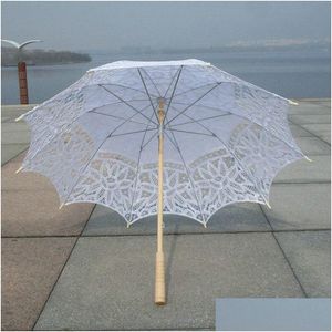 Regenschirme Elegante Prinzessin Spitze Sonnenschirm Regenschirm Battenburg Handgefertigt Strand Langstiel Sonne Za4965 Drop Delivery Home Garden H Dhryz