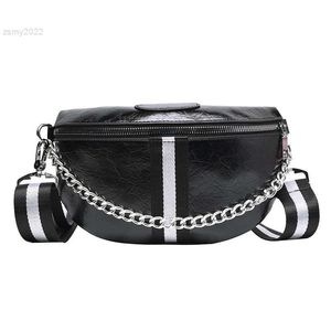 Shoulder Bags Stripe Women Waist Bag Luxury Designer Belt Bags Female Shoulder Crossbody Chest Bag PU Leather Fanny Pack Chain Banana Hip Bags