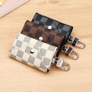 Luxurys moeda bolsa carta impressão chaveiros fivela de metal artesanal unisex designer homens mulheres pingente chave caso carteira acessórios