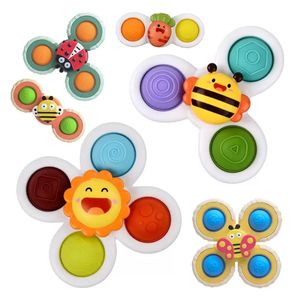 Baby Montessori Animal Sucker Spinner Touch Toys Sensory Toys agarrando Gyro Conjunto de água Bathing Water Game Kid Relief Stress Fidget Toy