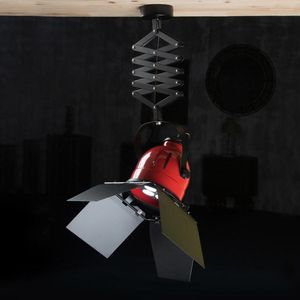 Ceiling Lights Industrial Red Iron Lamp With Lampshade For Stage Bar El Home Decor No Bulb E27 Holder