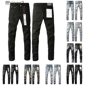 Jeans da uomo firmati viola da uomo Pantaloni cargo in denim da donna strappati alla moda per motociclisti neri