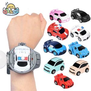 Electric/RC Car Children Boys Gift Cartoon Mini RC Remote Control Car Watch Toys Electric Wrist Rechargeable Wrist Racing car Watch For Girls 231117
