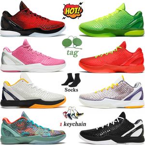 Mamba 6 Protro Grinch tênis de basquete masculino tênis esportivos Mambacita Bruce Lee Big Stage Chaos 5 anéis metálico ouro reverso Grinch Protro Think Pink Trainers