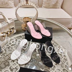 Premium Designer Rhinestone Wedge Sandals oryginalne skórzane kobiety letnie kapcie