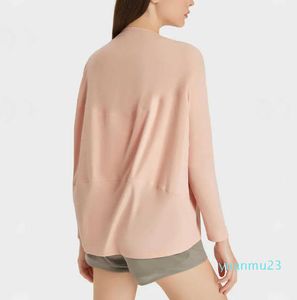 Yoga Outfit 33 Oversize Solid Long Sleeve Yoga Shirts Women Plain Naked Feel Workout Tops Gym Shirt Plus Size Activewear XS-XL