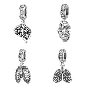 925 Sterling Silver Nurse Hat Heart Brain Lungs Ribs Pendants Beads Fit Charm Silver 925 Original Bracelet Fine Jewelry Making Fine JewelryCharms