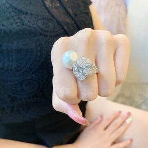 Hanmade Pearl Zircon Finger Ring Кольце