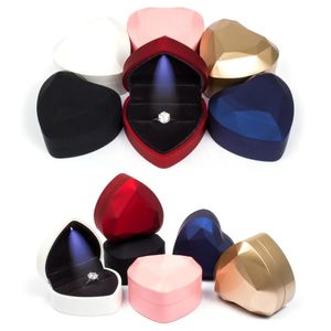 10PC Jewelry Boxes Jewelry Box Heart shaped LED Ring Box Plush Stand Jewelry Box Organizer Earrings Coin Jewelry Display Box 231118