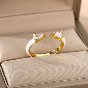 Band Rings Colorful Enamel Rings For Women Open Adjustable Cubic Zirconia Finger Rings Wedding Engagement Couple Jewelry Gift anillos mujer AA230417