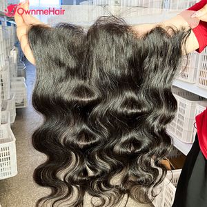 Pezzi di capelli Body Wave Lace Frontal 13x4 Trasparente Peruviano Umano 4x4 5x5 Chiusura Pre Pluced con Baby 230417