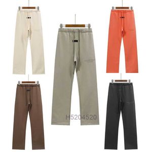 2023 Novas Calças Masculinas e Femininas High Street Marca Essentialsweatpant Temporada 8 Fio Duplo Reunindo Impressão Carta Fita Cordão Largo