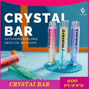 Original Crystal BAR 600 sbuffi 600 sigarette elettroniche usa e getta Batteria da 500 mAh 2% Capacità 2,6 ml Con 600 sbuffi Penna Vape extra Vapori di qualità al 100% Kit all'ingrosso 20 gusti