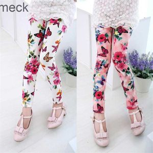 Leggings tights leggings byxor för flickor vår sommar tryckt med blommor byxor för barn casual flickor söta blyertsbyxor leggings för barn